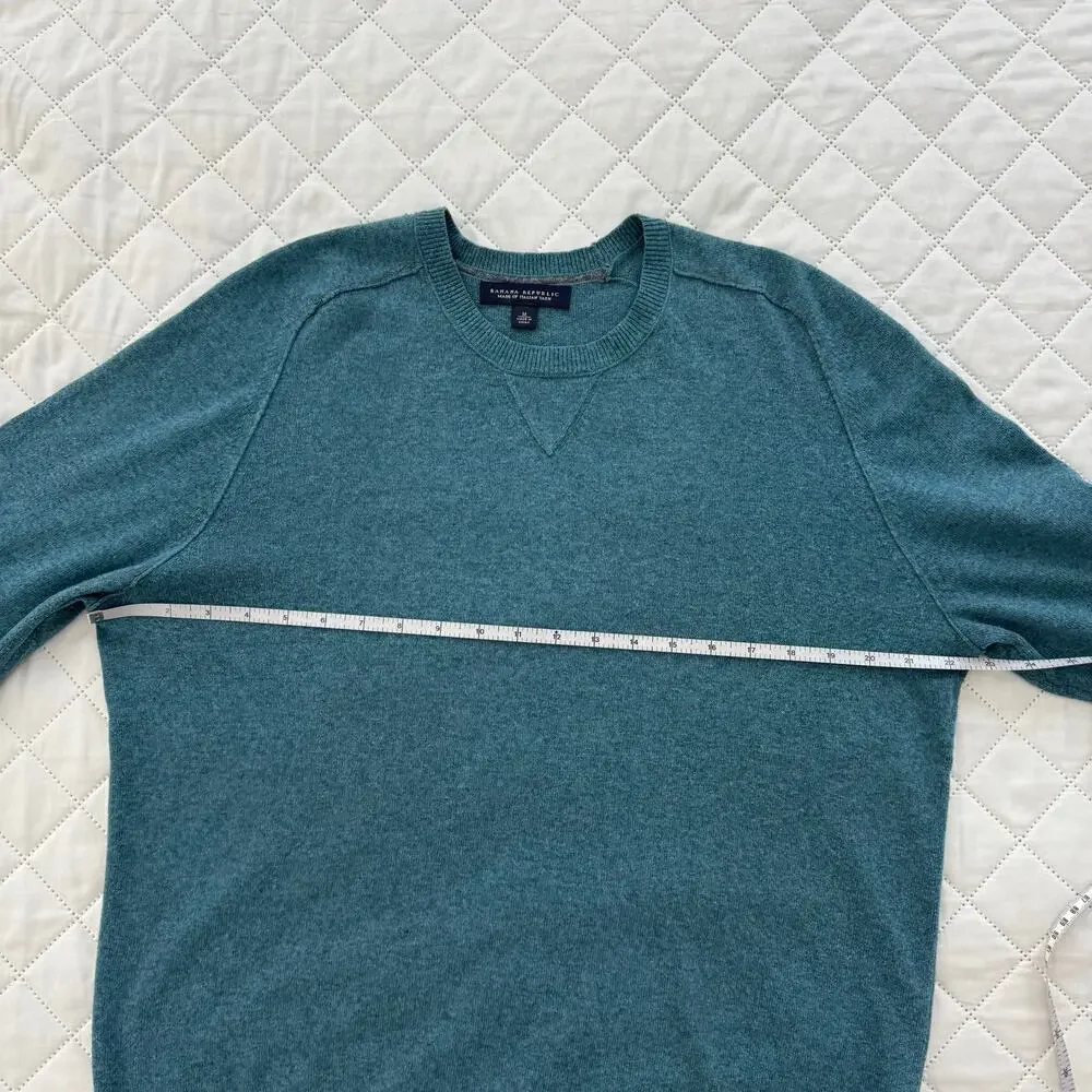 Banana Republic Italian Yarn Cashmere Wool Sweater Men’s M Teal Crew Neck Knit